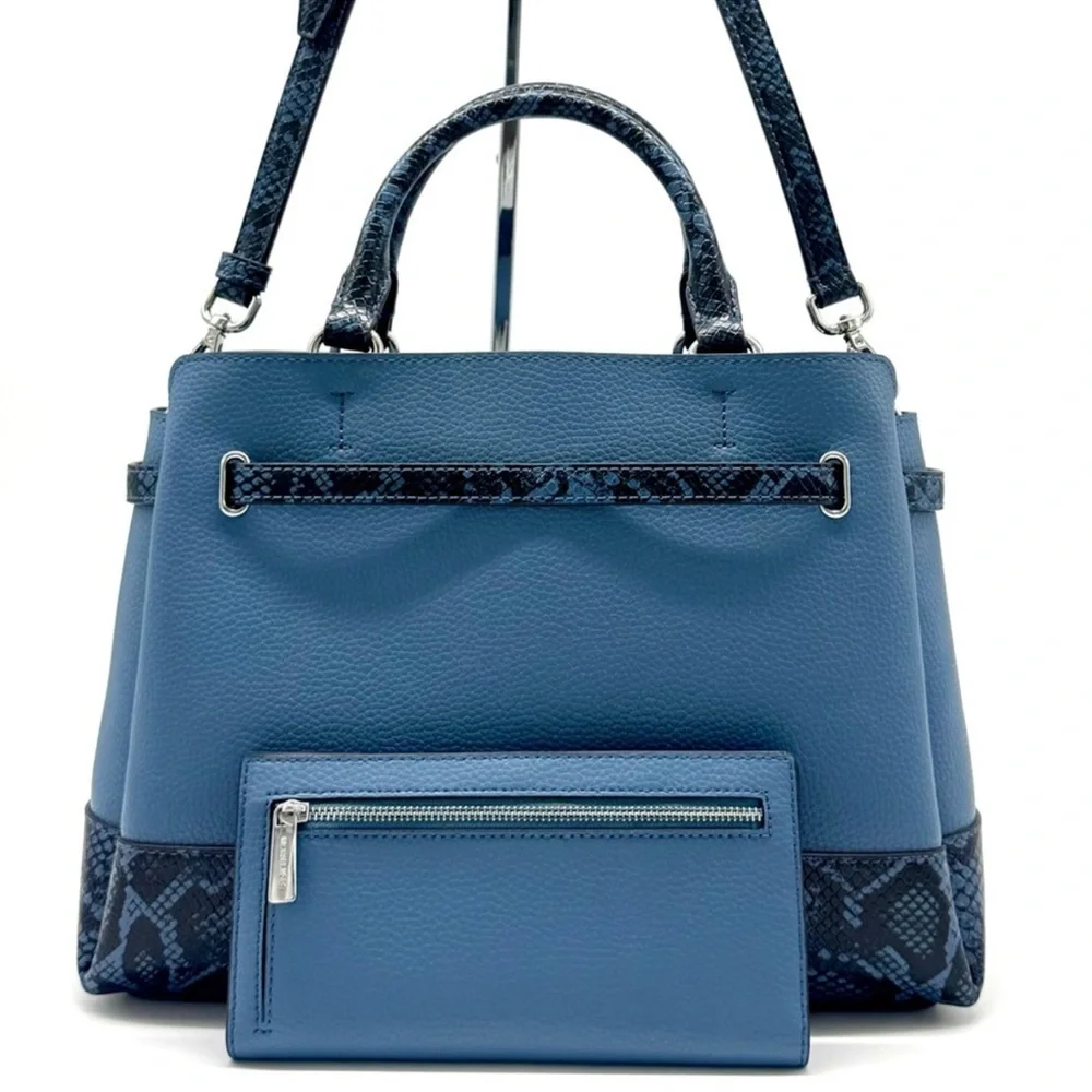Michael Kors Large Reed Satchel Crossbody Bag & Matching Snap Wallet Denim